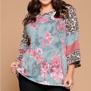 Boutique Floral Leopard Top